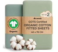 Dreamzie - Crib Sheets - 100% Organic Cotton - 76 x 40cm - Set of 2