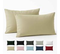 Dreamzie Cushion Cover 40 x 70 cm Renforcé Cotton (Set of 2) - Beige - Densely Woven with 57 Threads/cm² - Cushion Cover 40 x 70 cm - Oeko Tex Certified