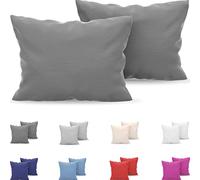 Dreamzie Cushion Cover 40 x 80 cm, Set of 2, Microfibre Oeko-Tex Certified - Pillowcase 40 x 80 cm, Soft - Anthracitte