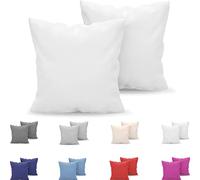 Dreamzie Cushion Cover 65 x 65 cm, Set of 2, Microfibre Oeko-Tex Certified - Pillowcase 65 x 65 cm, Soft - White