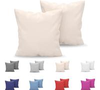 Dreamzie Cushion Cover 65 x 65 cm, Set of 2, Microfibre Oeko-Tex Certified - Pillowcase 65 x 65 cm, Soft - Beige