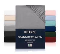 Dreamzie Deep Fitted Sheet 150 x 200 cm - up to 35 cm - 100% Microfibre - Anthracite - Tested for Harmful Substances (Oeko Tex), Bed Sheet with Elastic Band