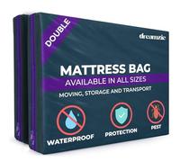 Dreamzie Double Mattress Cover for Moving, Mattress Storage Bag, Opaque Plastic, Tear Resistant, with Zip - Double - Pack of 2