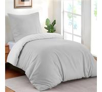 Dreamzie - Duvet cover 140 x 200 cm with 1 pillowcase 65 x 65 cm - Light grey/white - Bedding set 140 x 200 cm made of 100% microfibre - 2 pieces - Certified free of chemicals (Oeko Tex)