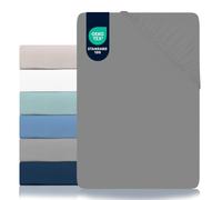 Dreamzie Fitted Sheet 100% Polyester Soft Peach Skin & Large Elastic Corners - For Mattress 80 x 190/200 cm - Anthracite Grey - Certified OEKO-TEX Free of Chemical Products - 2-Year Warranty