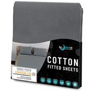 Dreamzie Fitted Sheet 100% Polyester Soft Peach Skin & Large Elastic Corners - For Mattress Euro King 160 x 200 cm - Anthracite Grey - Certified OEKO-TEX Free of Chemical Products - 2-Year Warranty