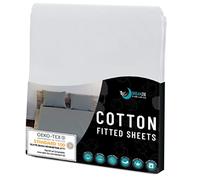 Dreamzie Fitted Sheet 100% Polyester Soft Peach Skin & Large Elastic Corners - For Mattress King 150 x 200 cm - Alabaster White - Certified OEKO-TEX Free of Chemical Products - 2-Year Warranty