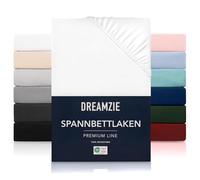 Dreamzie Fitted Sheet 160 x 200 cm - High Bridge up to 35 cm - 100% Microfibre - Beige - Tested for Harmful Substances (Oeko Tex), Bed Sheet with Elastic Band