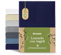 Dreamzie Fitted Sheet 70 x 200 cm, Jersey 100% Organic Cotton, Mattress Height up to 12 cm, Hypoallergenic, Oeko-Tex Dark Blue
