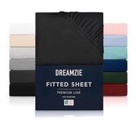 Dreamzie Fitted Sheet 80 x 200 cm for Thick Mattresses up to 33 cm - 100% Polyester Microfibre - Black Chemical-Free Certified (Oeko Tex), Fitted Sheet with Full Elastic