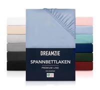 Dreamzie Fitted Sheet 80 x 200 cm for Thick Mattresses up to 33 cm - 100% Polyester Microfibre - Blue Certified Chemical Free (Oeko Tex), Fitted Sheet with Full Elastic