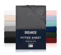 Dreamzie Fitted Sheet 80 x 200 cm - Height up to 33 cm - 100% Microfibre - Dark Grey - Certified without Chemicals (Oeko TEX), Fitted Bed Sheet with Elasticated Corners