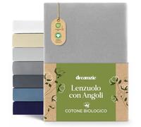 Dreamzie Fitted Sheet 90 x 200 cm - 100 x 200 cm, Jersey 100% Organic Cotton, Mattress Height up to 32 cm, Hypoallergenic, Oeko-Tex Grey, Grey