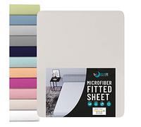 Dreamzie Fitted Sheet Polyester Soft Peach Skin & Large Elastic Corners - For Mattress 80 x 190/200 cm - Beige - Certified OEKO-TEX Free of Chemical Products - 2-Year Warranty