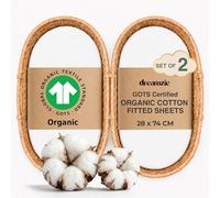 Dreamzie Moses Basket Sheets, Set of 2 GOTS Certified Organic 100% Cotton Fitted Sheets, Soft Combed Cotton, Compatible with Moses Baskets & Pram, White