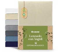 Dreamzie Organic Cotton Fitted Sheet, Beige, 70 x 200 cm
