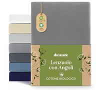 Dreamzie Organic Cotton Fitted Sheet, Charcoal, 140 x 200 cm-160 x 200 cm