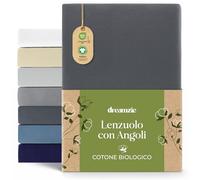 Dreamzie Organic Cotton Fitted Sheet, Dark Grey, 140 x 200 cm-160 x 200 cm