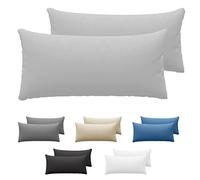 Dreamzie Pillow Case 40 x 80 cm Pack of 2 100% Cotton Jersey 150 GSM Grey Pillowcase 40 x 80 cm Durable and Hypoallergenic Cushion Cover for Pillow