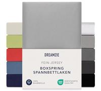 Dreamzie Premium fitted sheet, 140 x 200 cm, 160 x 200 cm, 37 cm side height, also for box spring bed and waterbed, bed sheet, box spring bed, 100% jersey cotton, 150 g/m², Oeko-Tex, grey