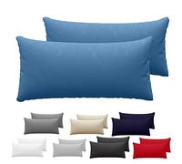 Dreamzie Set of 2 100% Cotton Jersey 150 GSM Pillow Cases 40 x 80 cm - Blue - 40 x 80 cm - Durable and Hypoallergenic Cushion Cover for Pillow
