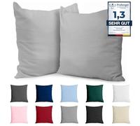 Dreamzie Set of 2 x 65 cm Reinforced Cotton Pillow Case - Light Grey - Tight Weave of 57 Threads/cm² - Pillowcase 65 x 65 cm - Oeko Tex Certified