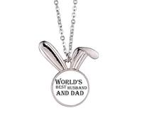 Dreang World's Best Dad and Husband Quote Rabbit Necklace Pendant Bunny Animal Jewelry Gift