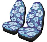 Dreaweet Blue Hibiscus Flower Car Seat Covers Hawaiian Front Seat Covers 2 pcs Set, Womens Mens Couple Vehicle Seat Protector Car Mat Covers, Floral Car Accessories Fit Most Cars,Sedan,SUV or Van