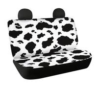 Dreaweet Cow Print Car Rear Seat Covers White & Black Auto Back Seat Protector Decoration Non-Slip Mat Flat Cloth Vehicles Rear Bench Cover Gift for Women Men