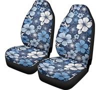 Dreaweet Hawaiian Hawaii Aloha Print with White Hibiscus Flower Car Seat Covers Front Seat Protector Cover Mat Full Set of 2pc Universal Durable Bucket Seat Cover for Car SUV Automotive