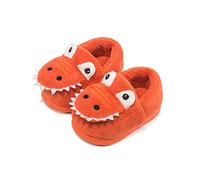 DRECAGE Boys Girls Slippers for Toddler Plush Warm Slipper Anti-Slip House Shoes Cute Cartoon Winter Slippers for Little Kids 4/4.5 Child UK Label Size 150 Orange