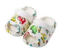 DRECAGE Kids Clogs Mules for Boys Girls Garden Shoes Toddler Cute Slip On Summer Sandals Beach Pool Shower Slippers Car White 5-5.5 Toddler Label Size 150