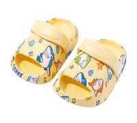 DRECAGE Toddler Clogs for Boys Girls Quick Dry Kids Sliders with Adjustable Back Strap Non-Slip Shower Shoes Garden Sandals Summer Slippers for Beach Pool Shark Yellow 6.5-7 Toddler Label Size 160