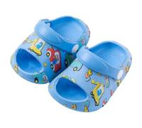 DRECAGE Toddler Clogs for Boys Girls Quick Dry Kids Sliders with Adjustable Back Strap Non-Slip Shower Shoes Garden Sandals Summer Slippers for Beach Pool Car Blue 7.5-8 Toddler Label Size 170