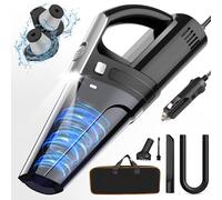 DRECELL Car Vacuum, Portable Vacuum Cleaner with Powerful 7000PA Suction, DC 12V Power 16.4Ft Cord Wired Vacuum Cleaner, LED Light, Car Accessories for Men/Women, Black