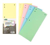DRECT Pack of 100 Cardboard Dividers - Assorted 5 Light Colours - Index Dividers 11 x 24 cm - 20 Pieces per Colour - 160 g/m²
