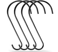 Dreecy 4 Pcs Tree Branch Hook 12 Inches 6 Gauge Rustproof Stainless Steel Hooks Bird Feeder Hook Garden Hook Large S Hooks for Hanging Bird Feeders,Baskets,Lanterns and Bicycles (Black)