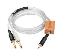 DREEK HiFi 3.5mm To Dual 6.5mm Cable Pure Silver Male Mono 6.5 Jack To Stereo 3.5 Audio Cable(1 Meters)