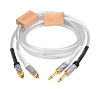 DREEK Hifi 6.5 Audio Cable High Density Pure Silver Dual 6.35mm To Dual Cord For Mixer Console Amplifier Speaker Sound(1.5Meters)