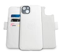 dreem 3-in-1 Wallet Case for iPhone 14/16e/17e | Built-In Kick-Stand, Magnetic Detachable Vegan Leather Flip Cover with RFID Blocking Card Holder, MagSafe Compatible, Gift Box [Fibonacci: White]