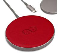 Dreem Empower Magnetic Wireless Charger Pad (Factory Seconds) - Compatible with MagSafe for iPhone 17/16/15/14/13/12 & Qi-Certified Devices - Premium Vegan Leather [RED]