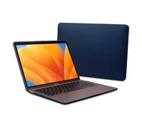 Dreem Euclid Hard Shell Laptop Cover for MacBook Air 13'' Case 2022-2026 - Premium Vegan Leather, Protective Dual-Shell Design, Slim Executive Professional Case with Port Access - [Royal]