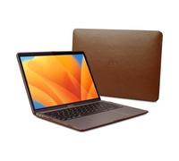 Dreem Euclid Hard Shell Laptop Cover for MacBook Air 13'' Case 2022-2026 - Premium Vegan Leather, Protective Dual-Shell Design, Slim Executive Professional Case with Port Access - [Chocolate]