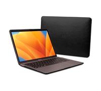 Dreem Euclid Hard Shell Laptop Cover for MacBook Air 15'' Case 2023-2026 - Premium Vegan Leather, Protective Dual-Shell Design, Slim Executive Professional Case with Port Access - [Black]