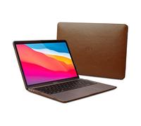 Dreem Euclid MacBook Air Case - 13-Inch Hard Laptop Cover for MacBook Air 2020-2018 (Retina, M1, M2, M3, M4), Luxurious Vegan Leather, Protective Top & Bottom Shells, USB Port Slots [Chocolate]
