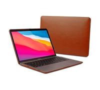 Dreem Euclid MacBook Air Case - 13-Inch Hard Laptop Cover for MacBook Air 2020-2018 (Retina, M1, M2, M3, M4), Luxurious Vegan Leather, Protective Top & Bottom Shells, USB Port Slots [Caramel]