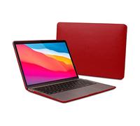 Dreem Euclid MacBook Air Case - 13-Inch Hard Laptop Cover for MacBook Air 2020-2018 (Retina, M1, M2, M3, M4), Luxurious Vegan Leather, Protective Top & Bottom Shells, USB Port Slots [Red]