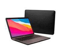 Dreem Euclid MacBook Air Case - 13-Inch Hard Laptop Cover for MacBook Air 2020-2018 (Retina, M1, M2, M3, M4), Luxurious Vegan Leather, Protective Top & Bottom Shells, USB Port Slots [Black]