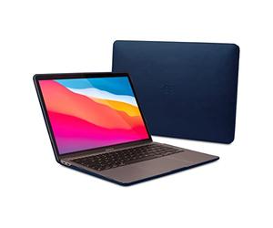 Dreem Euclid MacBook Air Case - 13-Inch Hard Laptop Cover for MacBook Air 2020-2018 (Retina, M1, M2, M3, M4), Luxurious Vegan Leather, Protective Top & Bottom Shells, USB Port Slots [Royal]