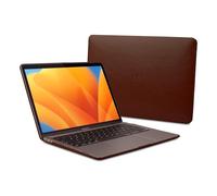 Dreem Euclid MacBook Air Case - 13-Inch Hard Laptop Cover for MacBook Air 2022 (M2), Luxurious Vegan Leather, Top and Bottom Shells for Protection, Slots for USB Ports [Coffee]